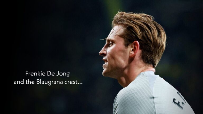 Frenkie de Jong y el escudo blaugrana Frenkie de Jong and the Blaugrana crest BARCA FRAMES EDITORIAL